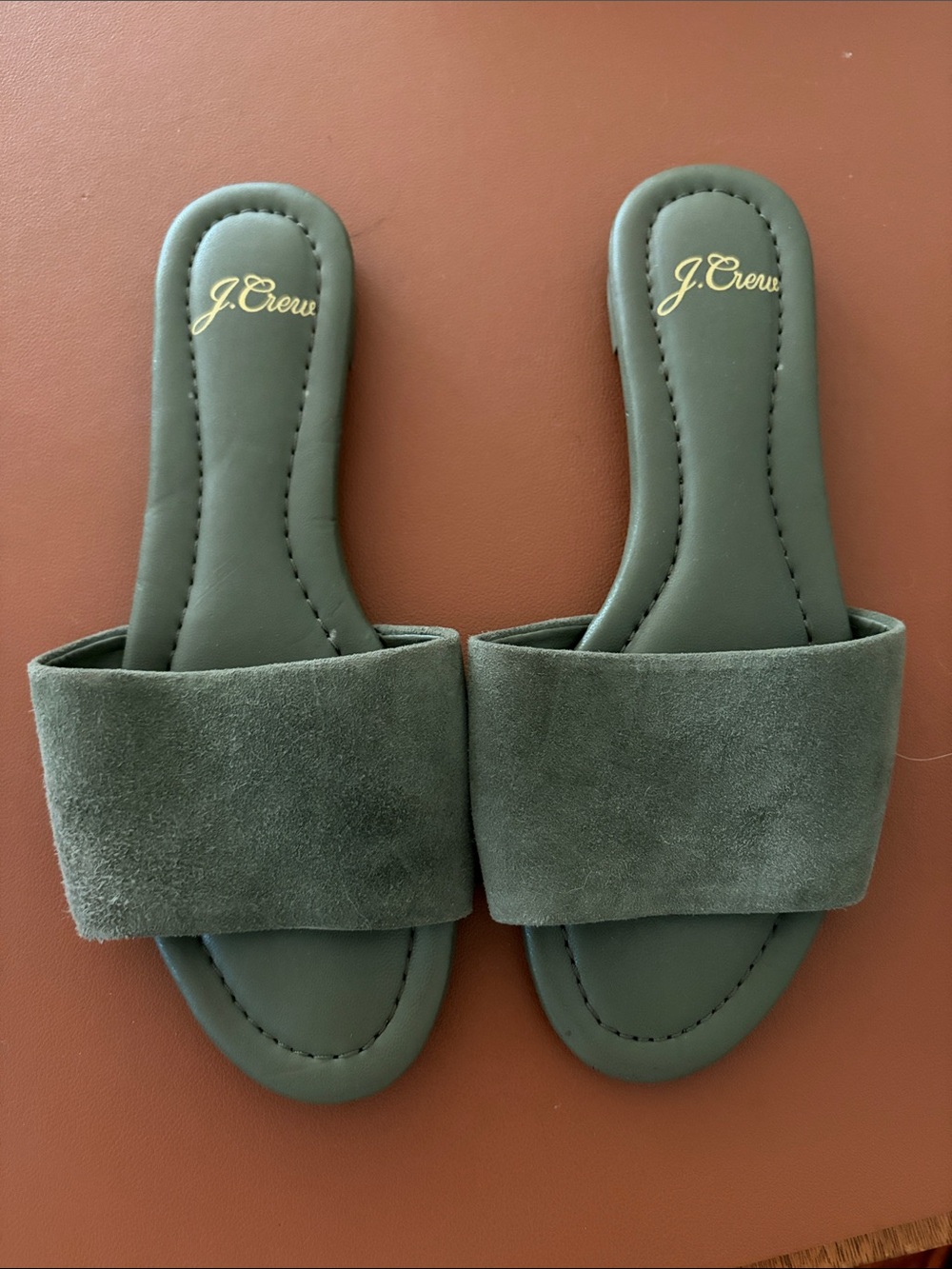 J. Crew Olive Green Suede Slide Mules